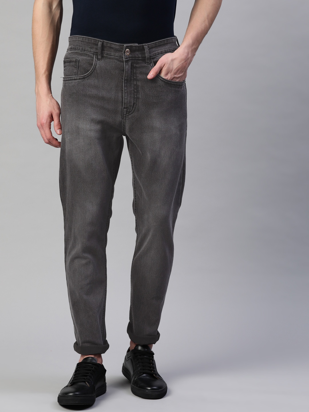 

Hubberholme Men Charcoal Grey Slim Fit Light Fade Stretchable Jeans