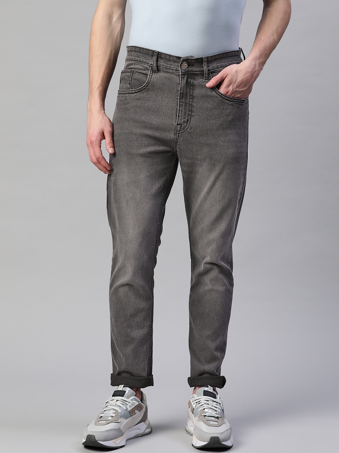 

Hubberholme Men Charcoal Grey Slim Fit Light Fade Stretchable Jeans