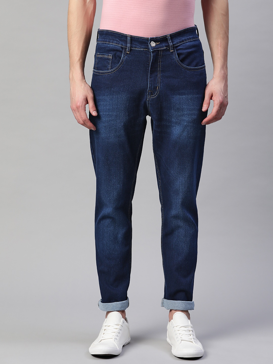 

Hubberholme Men Navy Blue Slim Fit Light Fade Stretchable Jeans
