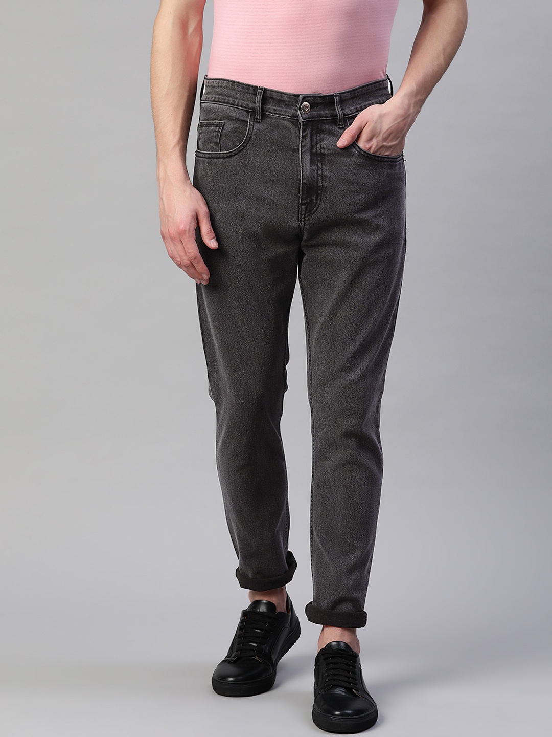 

Hubberholme Men Charcoal Black Slim Fit Light Fade Stretchable Jeans