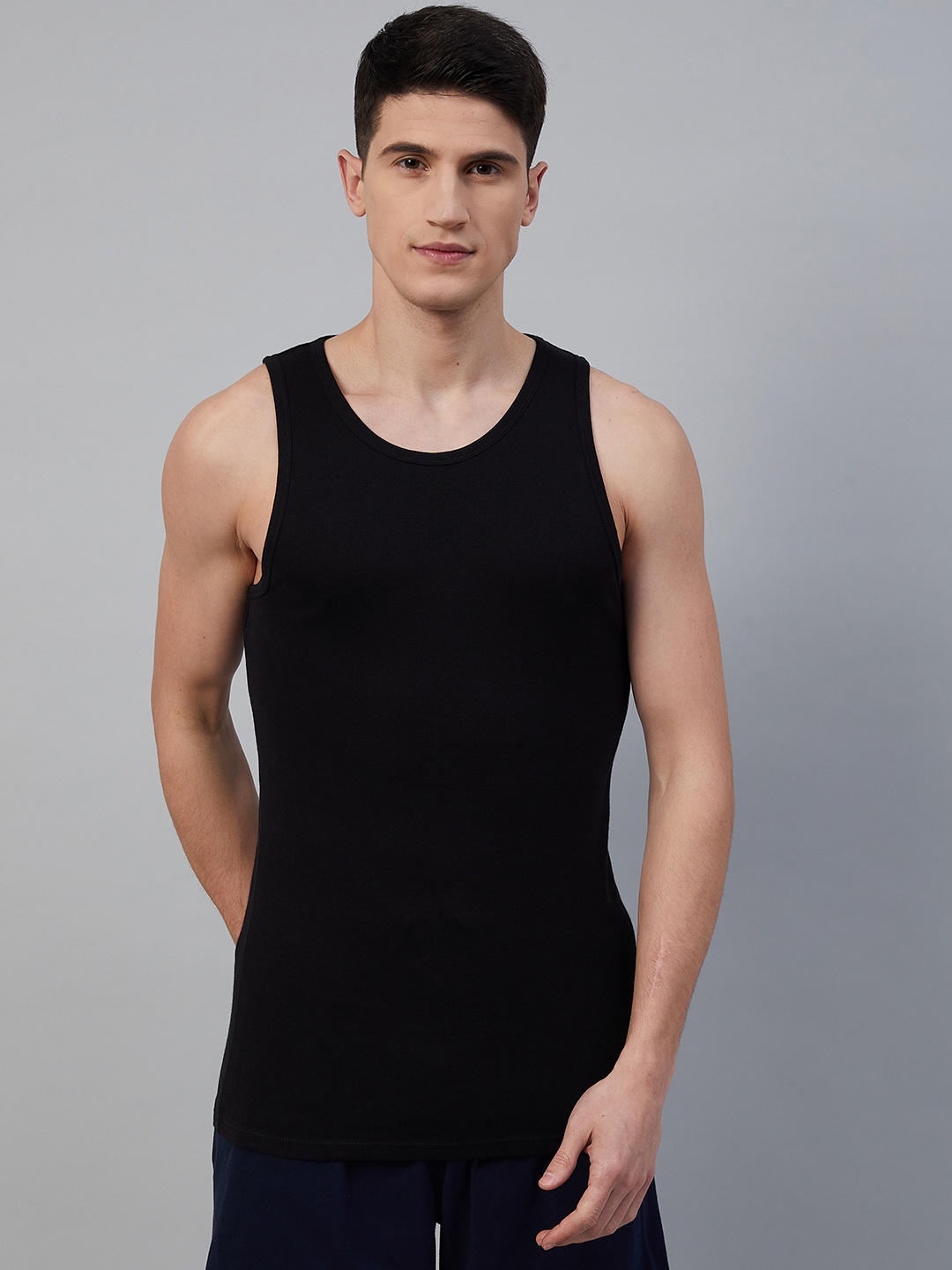 

Marks & Spencer Men Black Solid Cotton Innerwear Vests T144760VBLACK