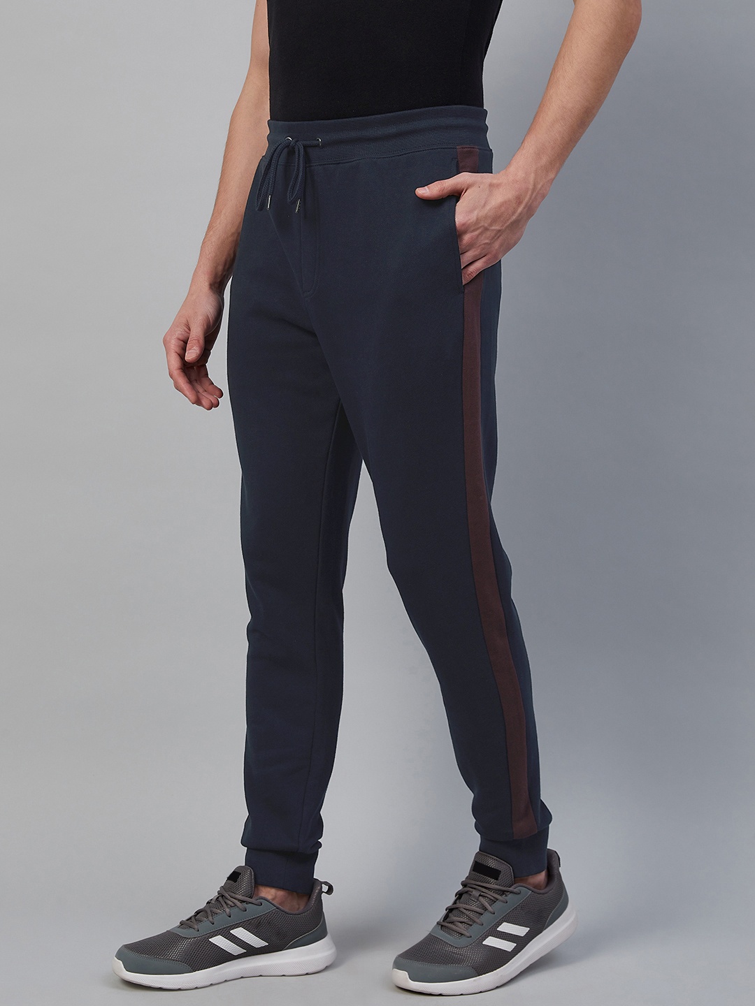 

Marks & Spencer Men Navy Blue Solid Cotton Track Pants