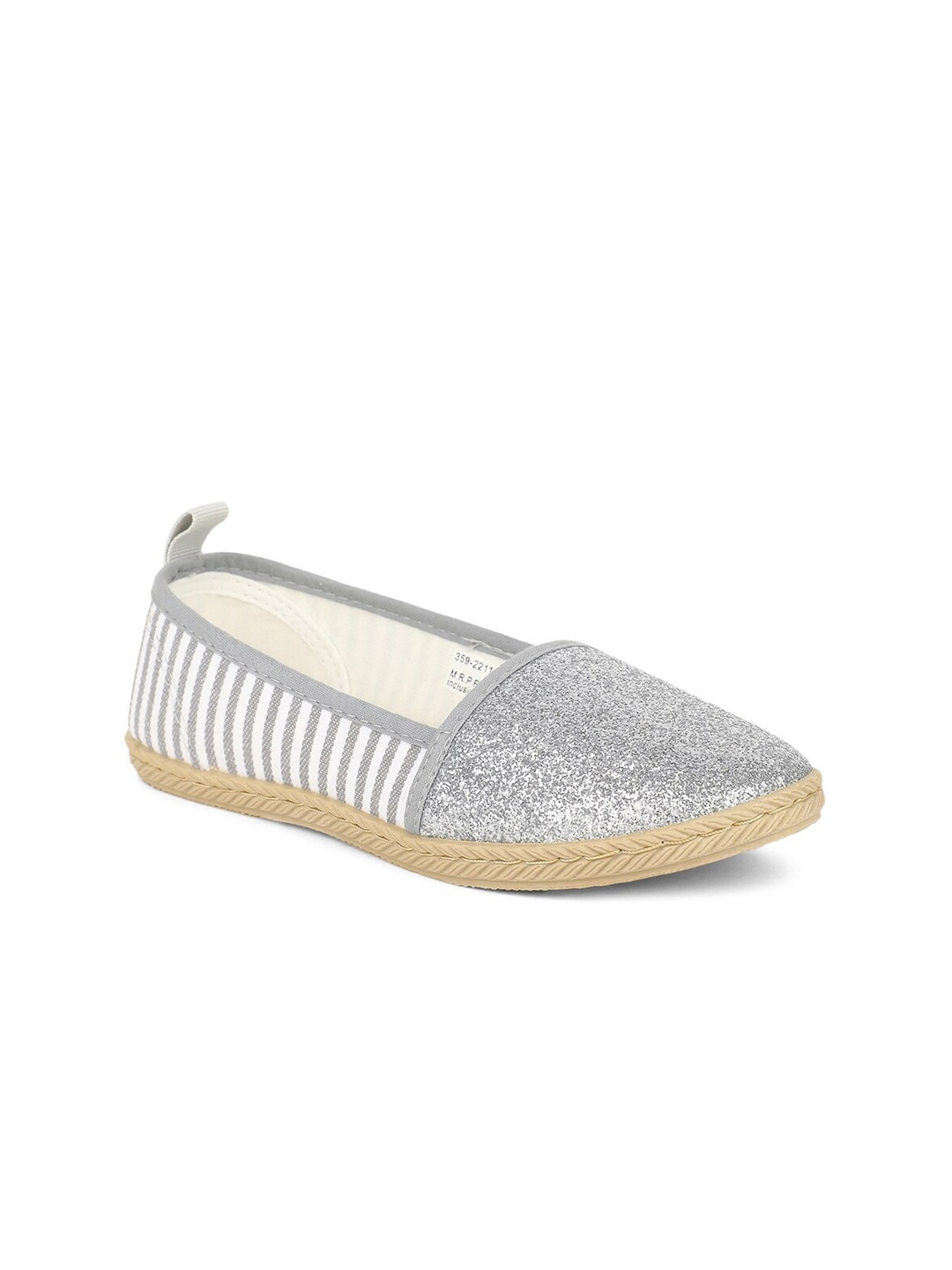 

Bubblegummers Girls Grey Striped Ballerinas
