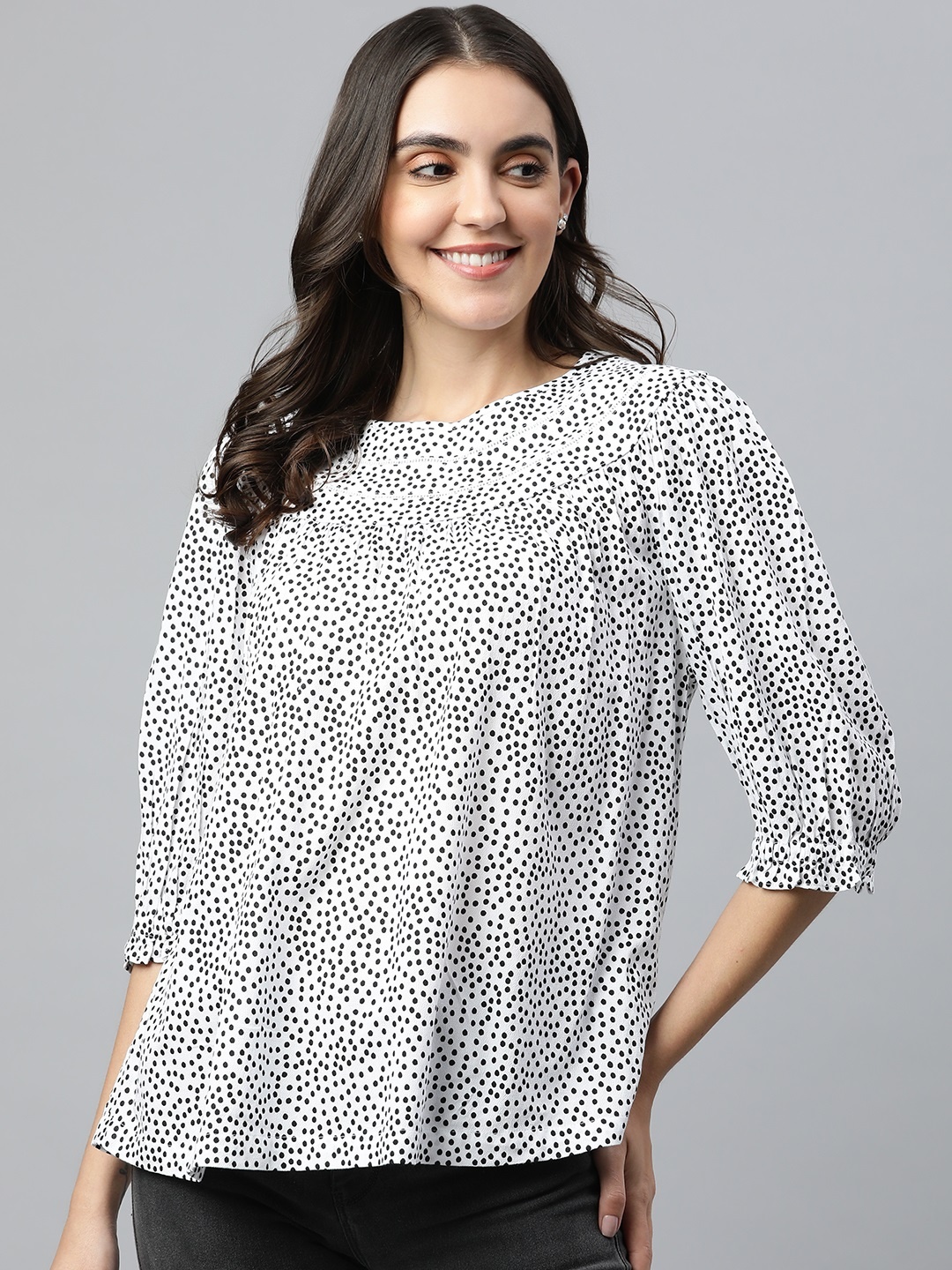 

Marks & Spencer White & Black Print Top