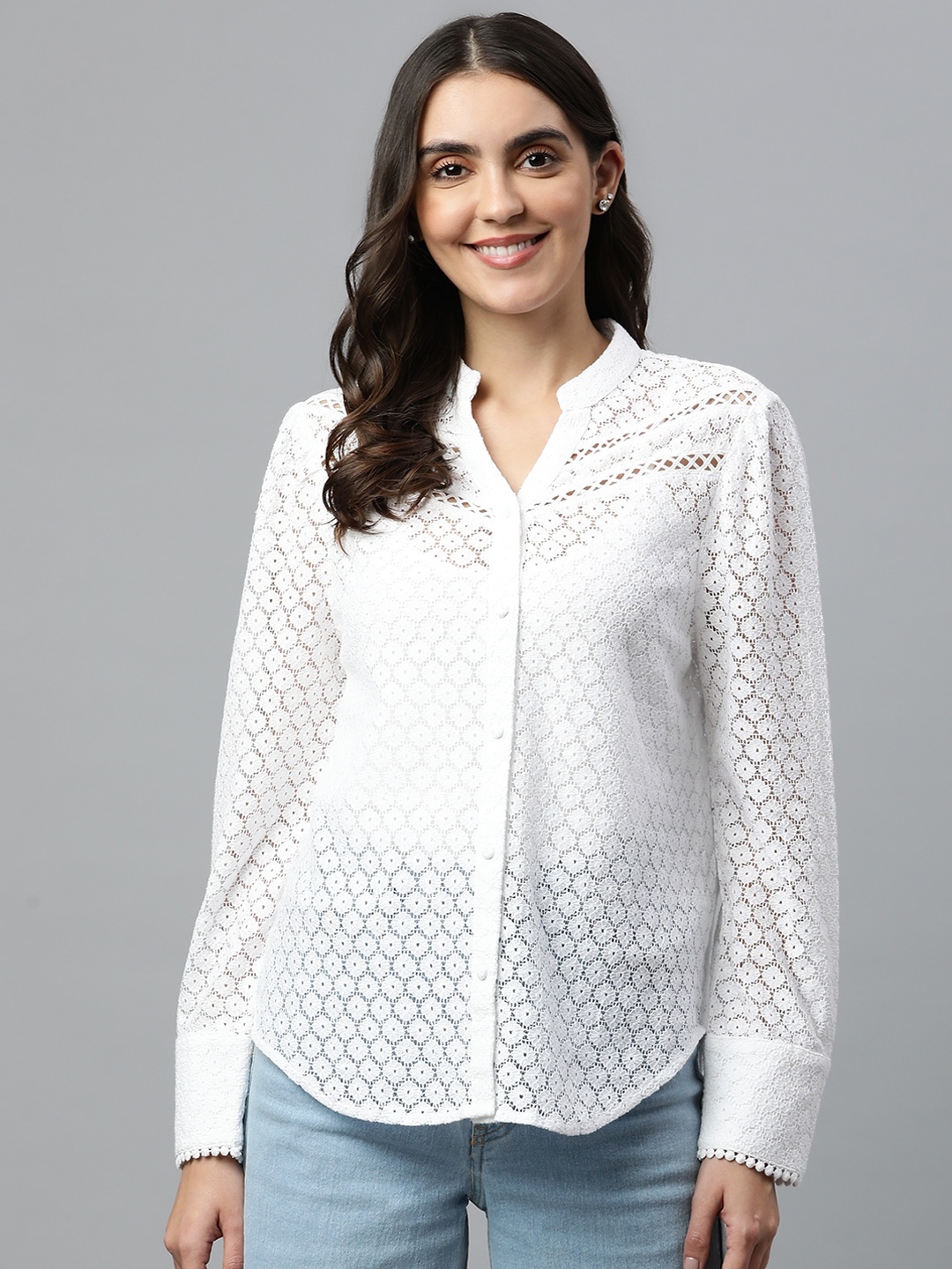

Marks & Spencer White Mandarin Collar Top