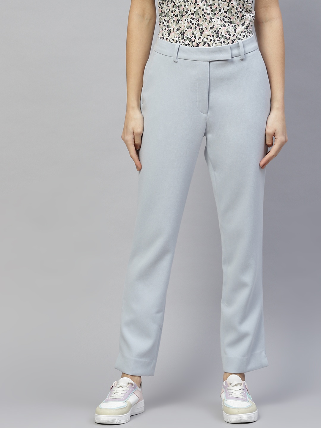 

Marks & Spencer Women Grey Solid Regular Trousers