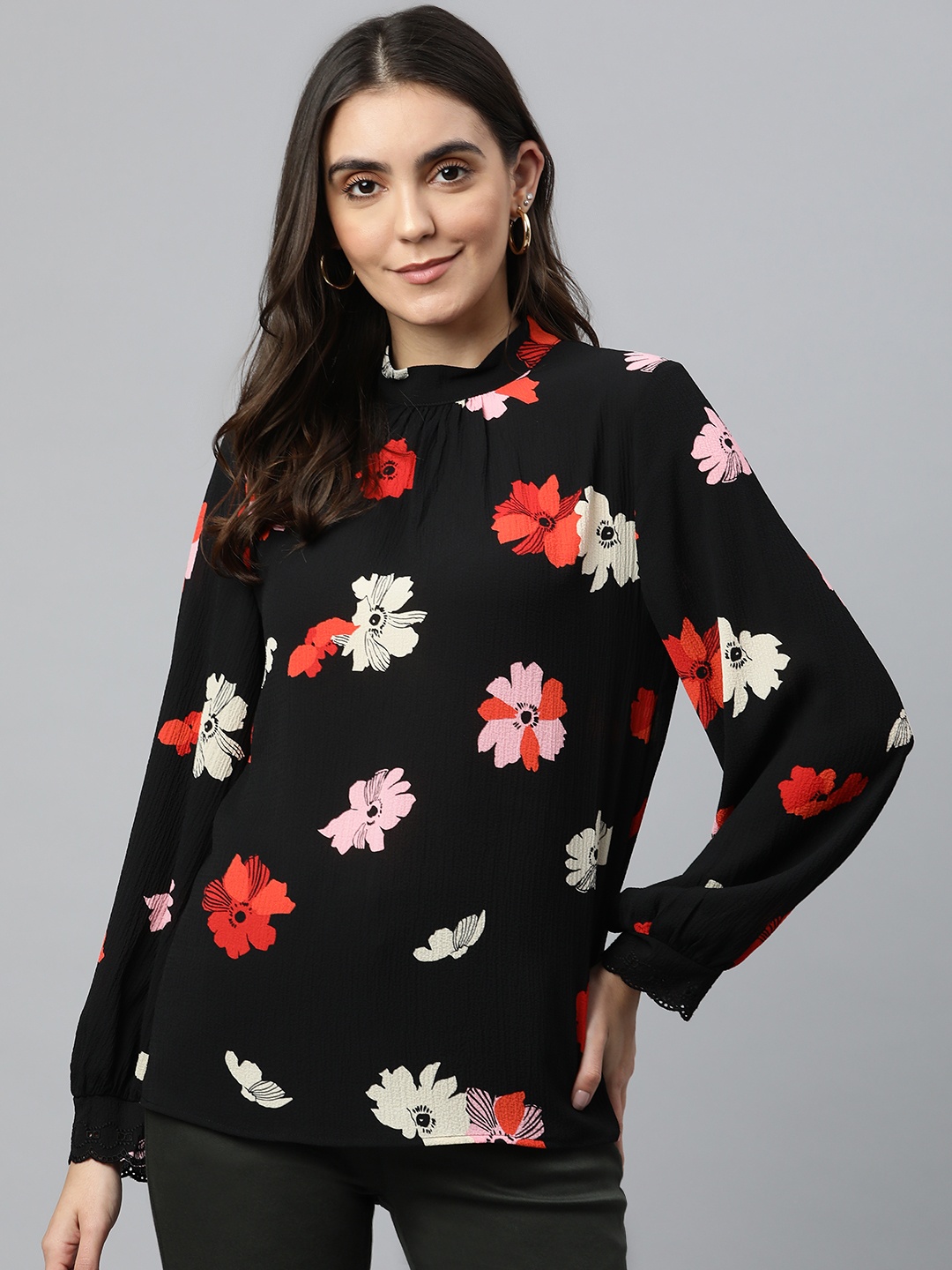 

Marks & Spencer Black Floral Print Top