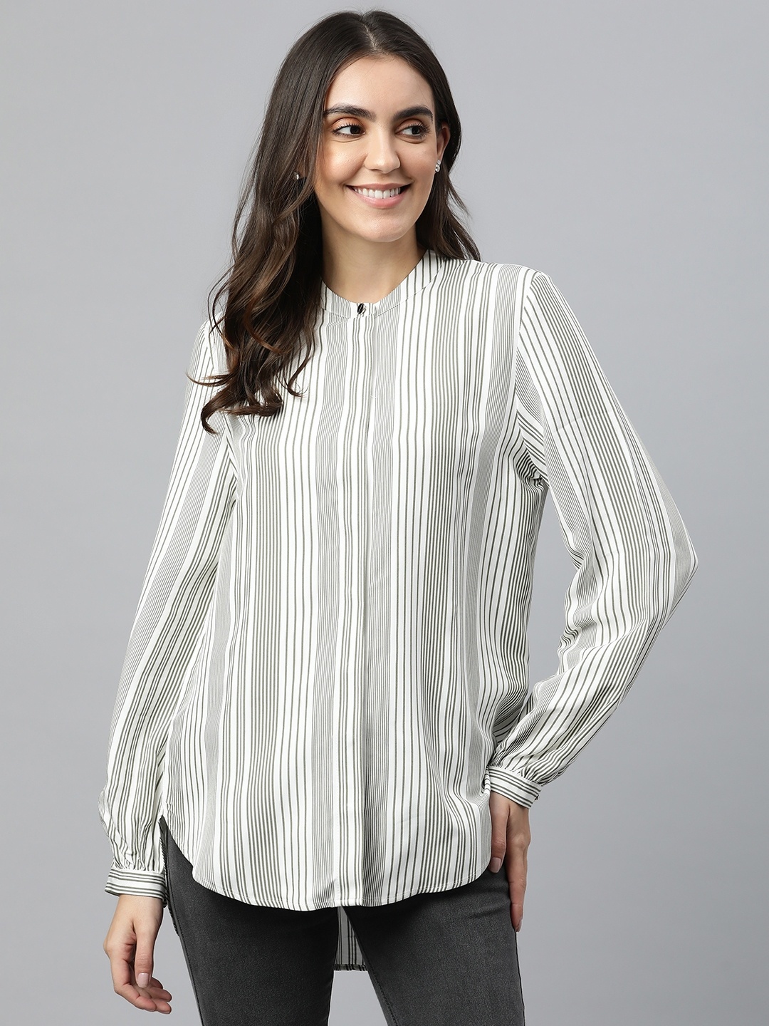 

Marks & Spencer Grey & White Striped Top