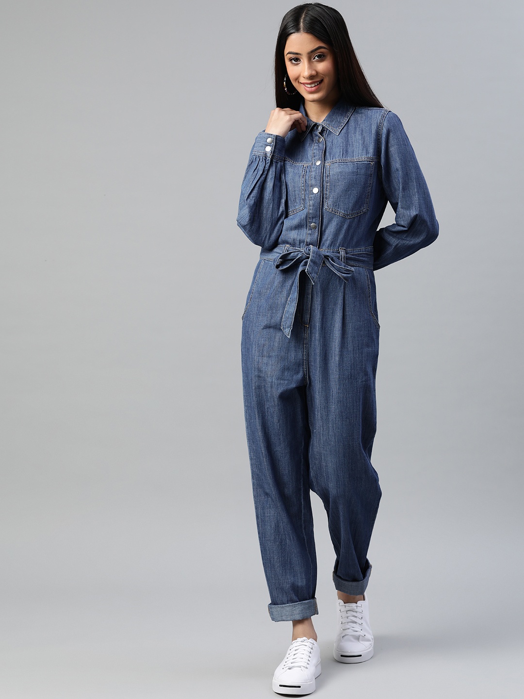 

Marks & Spencer Blue Denim Pure Cotton Jumpsuit