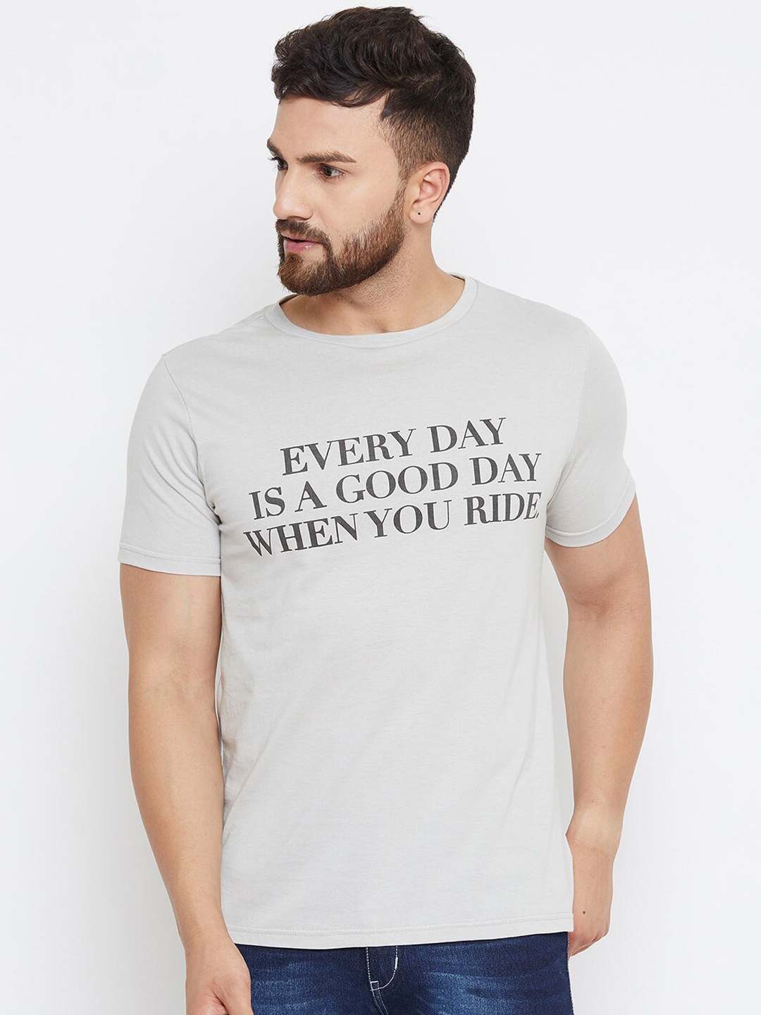 

JUMP USA Men Grey Typography Printed T-shirt