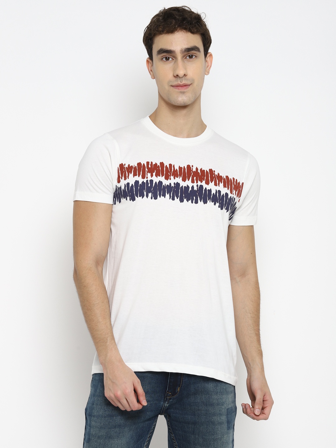 Red Chief Men Printed T-shirt, White