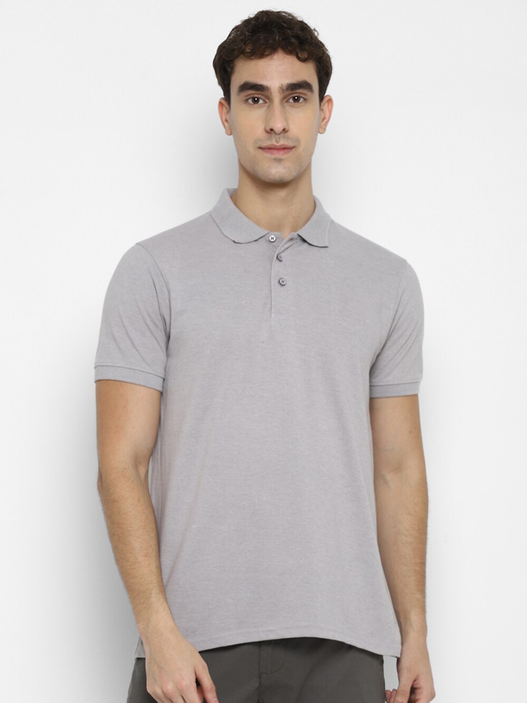 

Red Chief Men Grey Polo Collar Regular Fit Cotton T-shirt