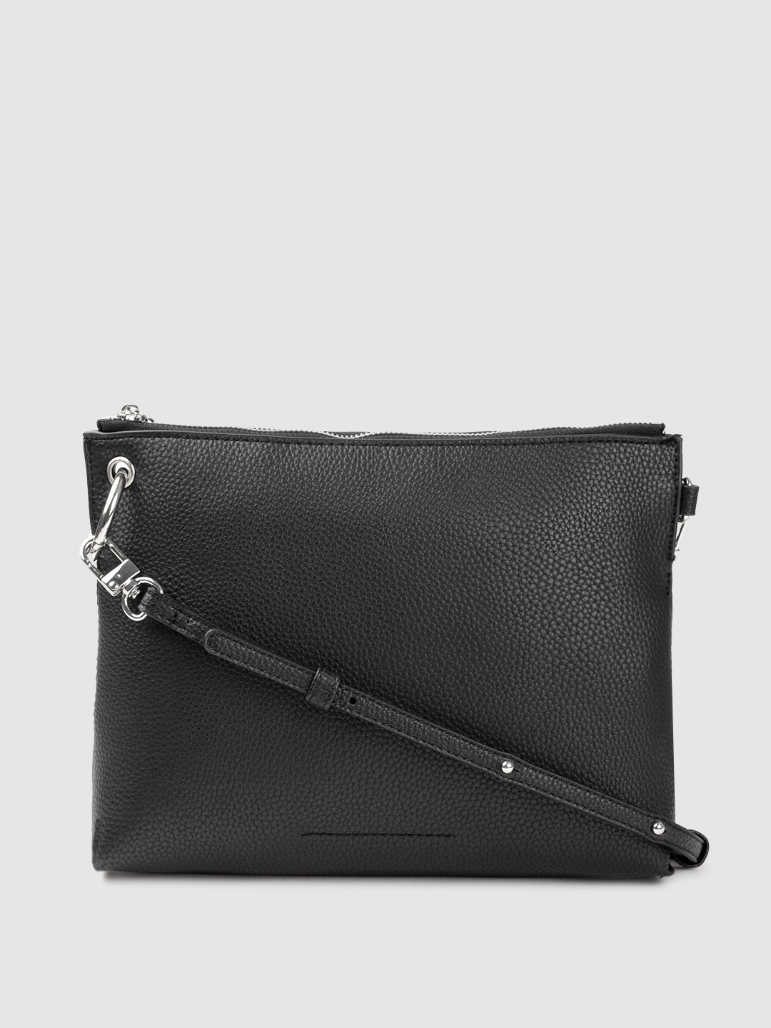 

Marks & Spencer Women Black Textured PU Swagger Sling Bag