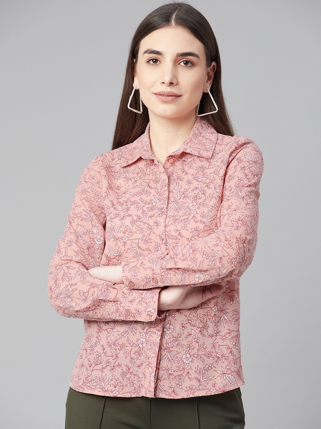 

Marks & Spencer Women Pink Floral Printed Semi-Formal Shirt