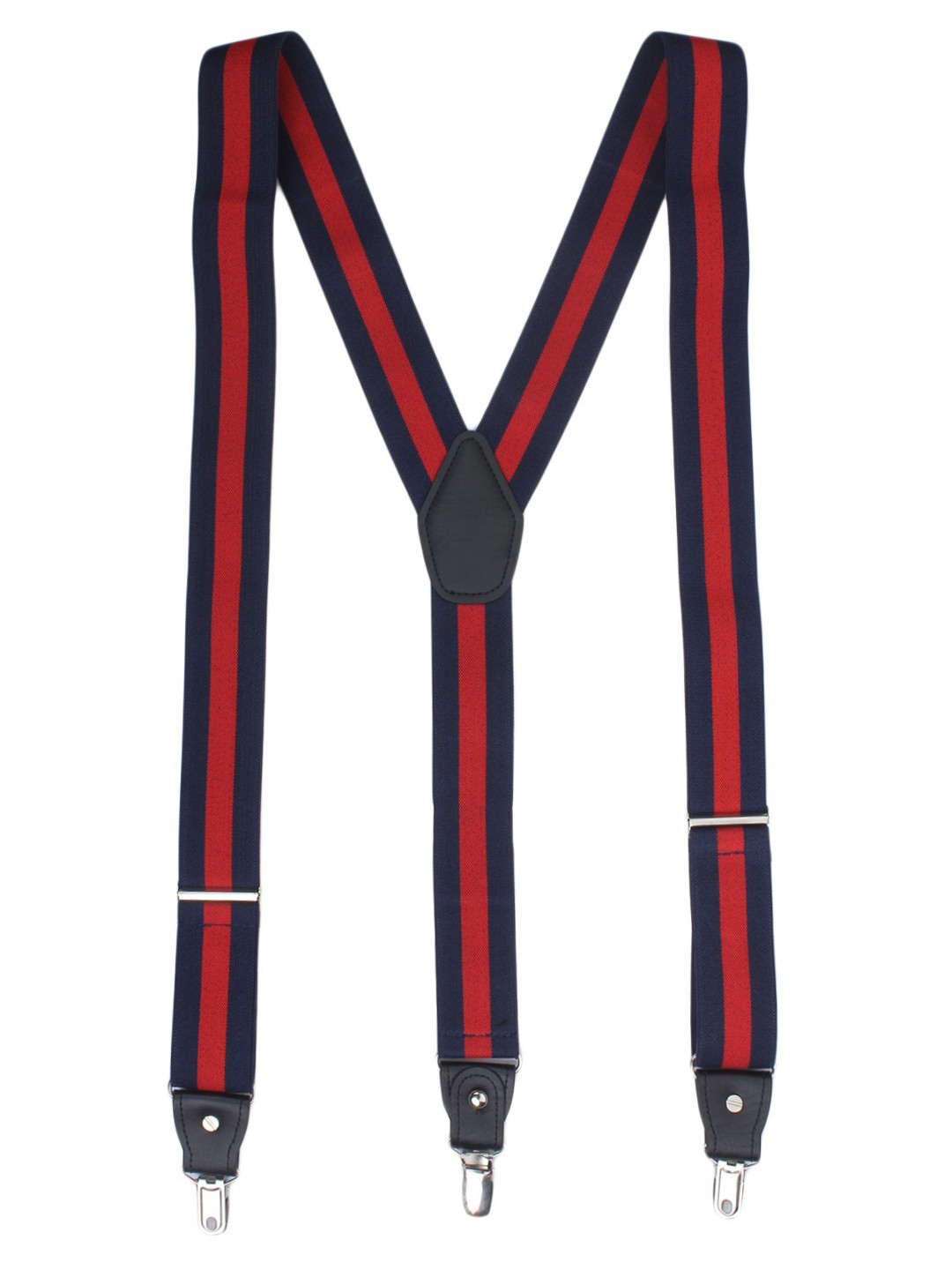 

Alvaro Castagnino Navy & Red Striped Suspenders, Navy blue