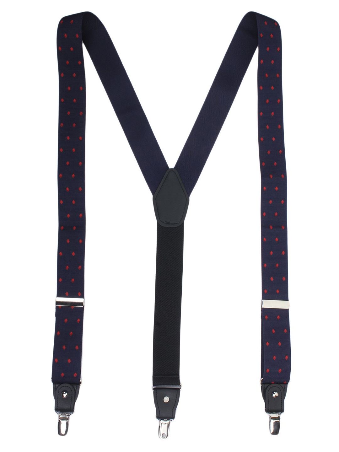 

Alvaro Castagnino Navy & Red Patterned Suspenders, Navy blue