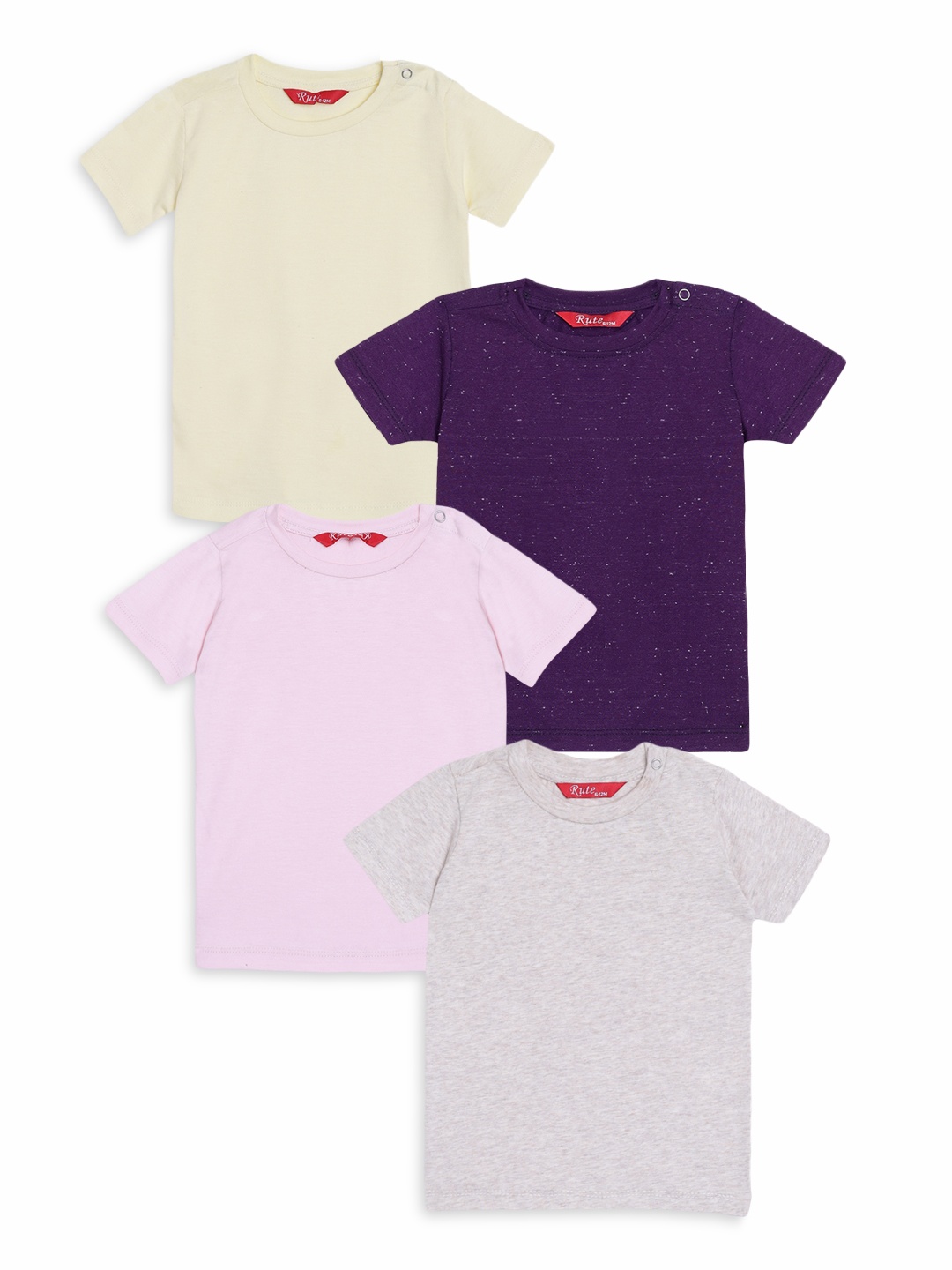 

Rute Girls Multicoloured Pack of 4 Cotton T-shirt, Multi