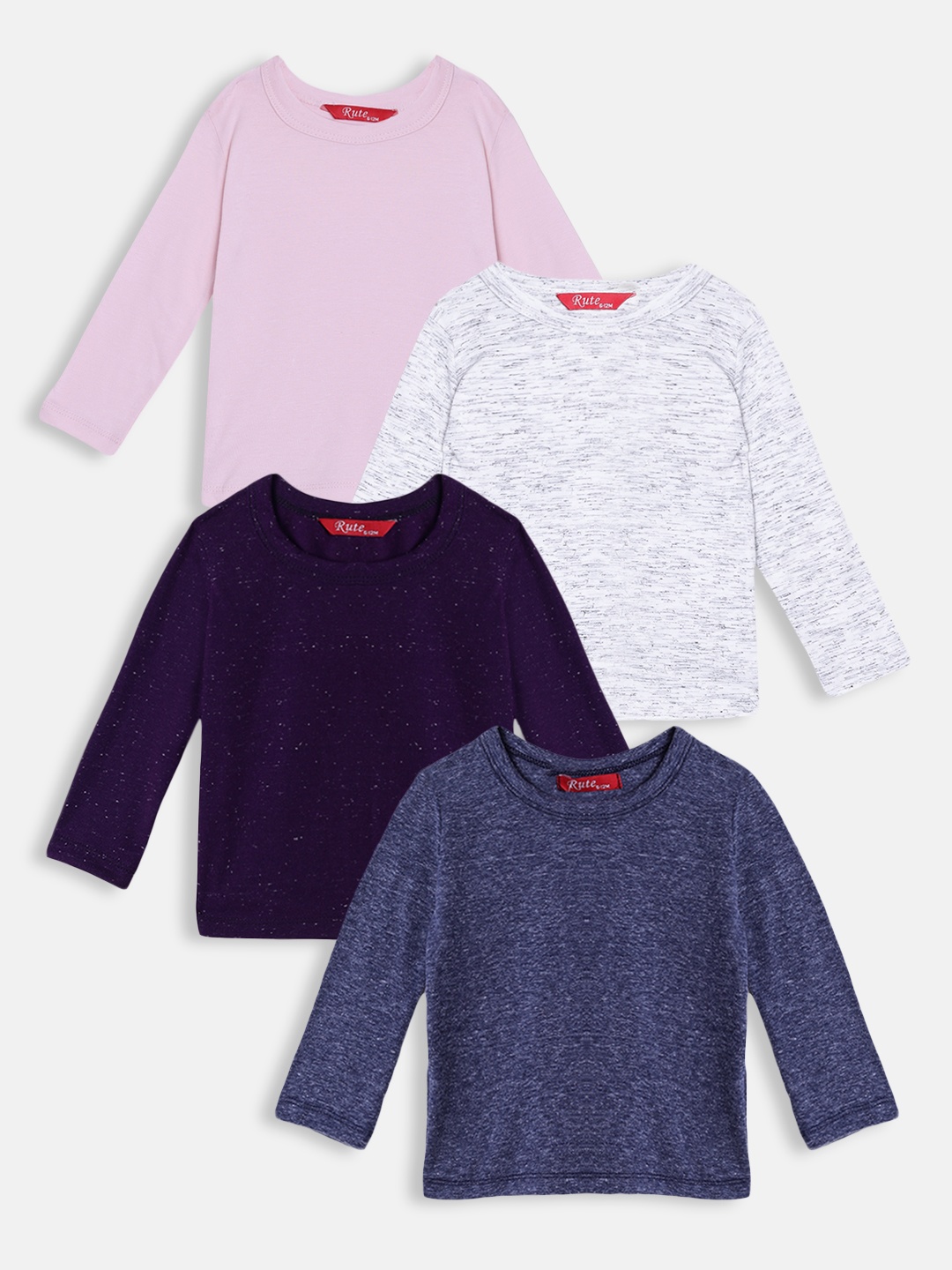 

Rute Girls Multicoloured Pack of 4 Printed Cotton T-shirt, Multi