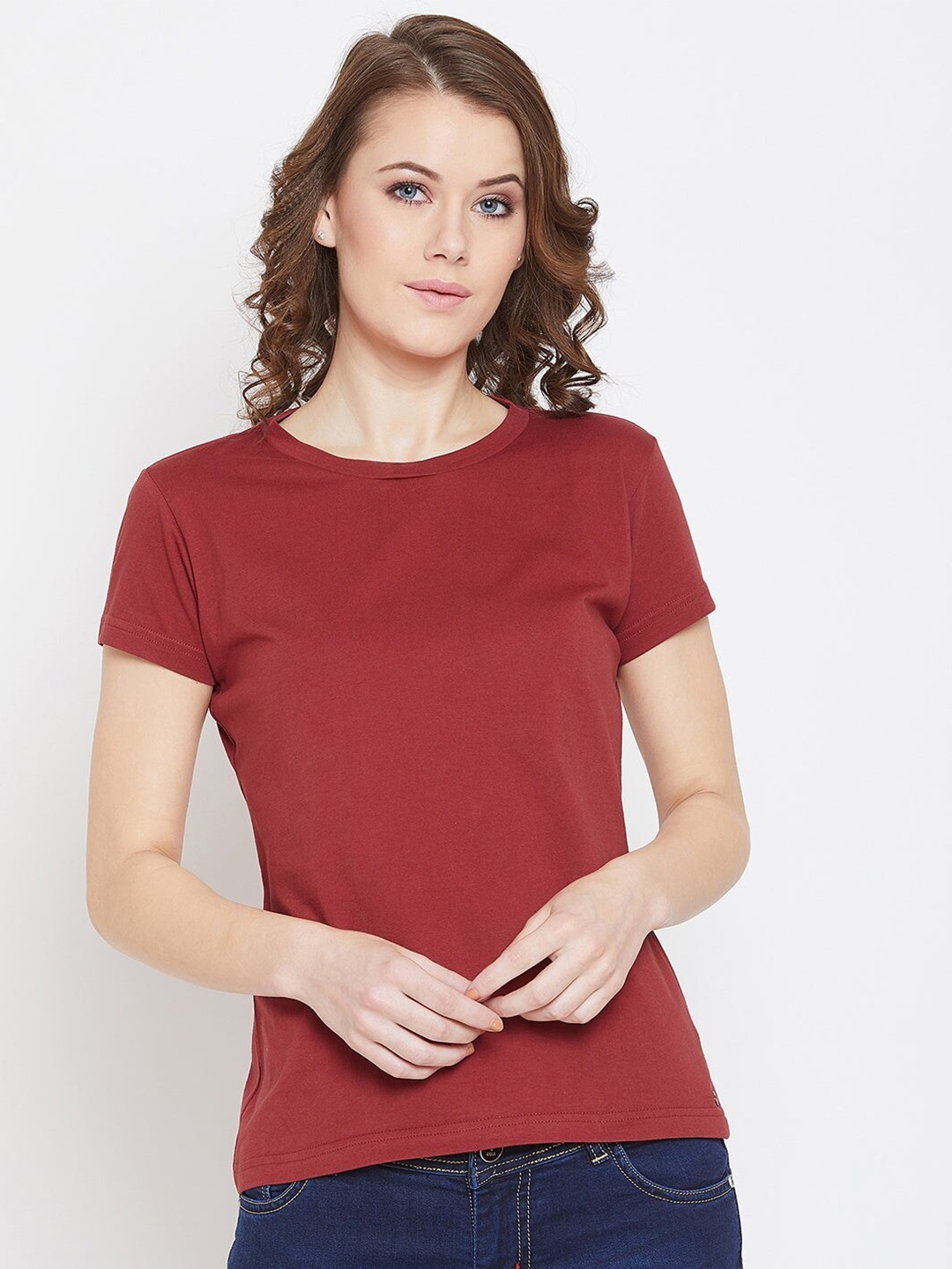 

JUMP USA Women Red Pure Cotton T-shirt