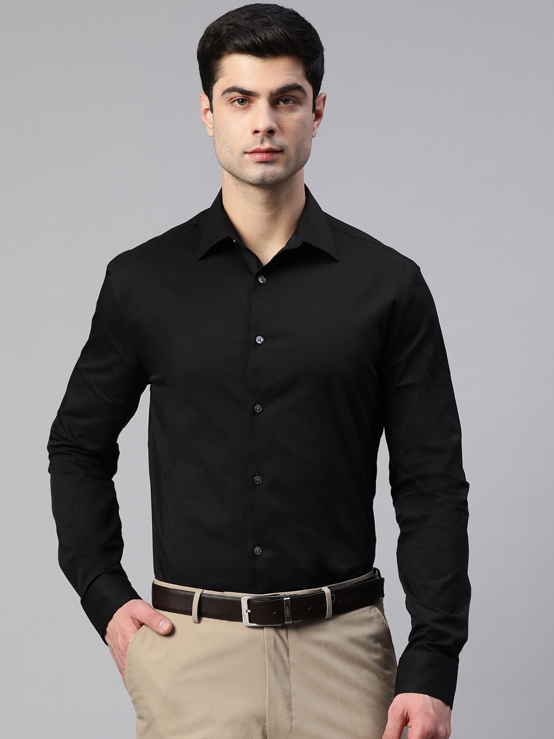 

Marks & Spencer Men Black Slim Fit Formal Shirt