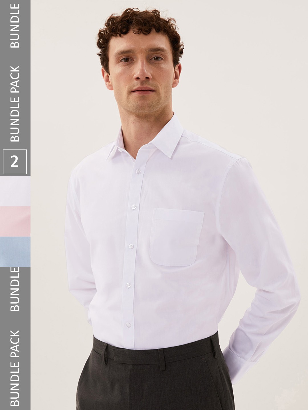 

Marks & Spencer Men Pack of 3 Formal Shirts, Blue