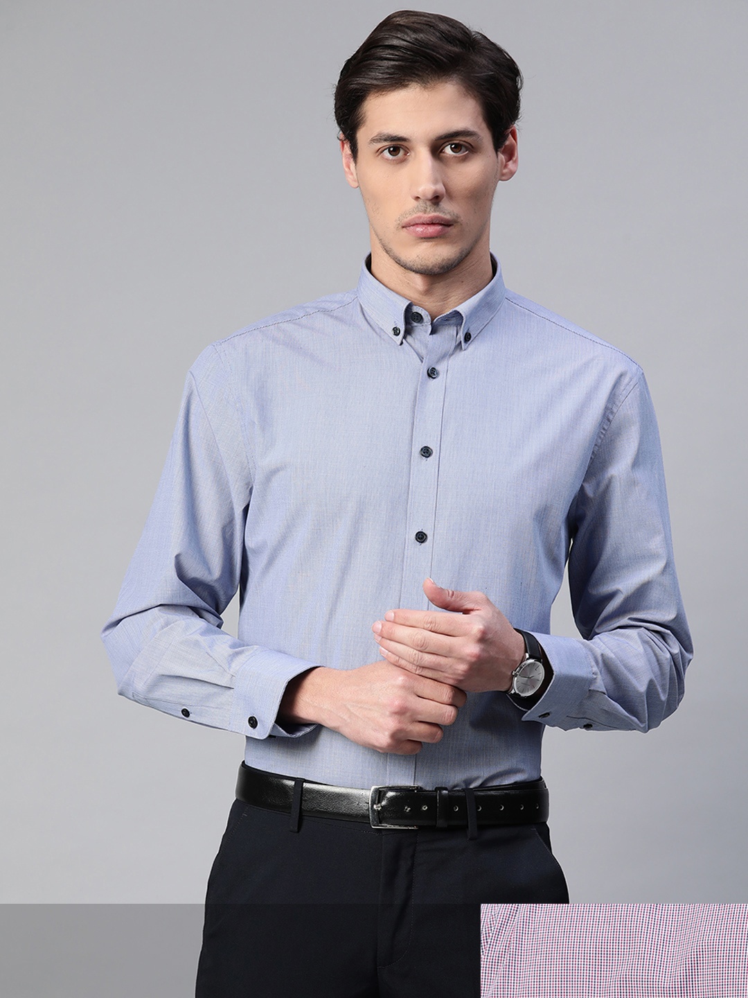 

Marks & Spencer Men Set of 2 Printed Formal Shirt, Navy blue