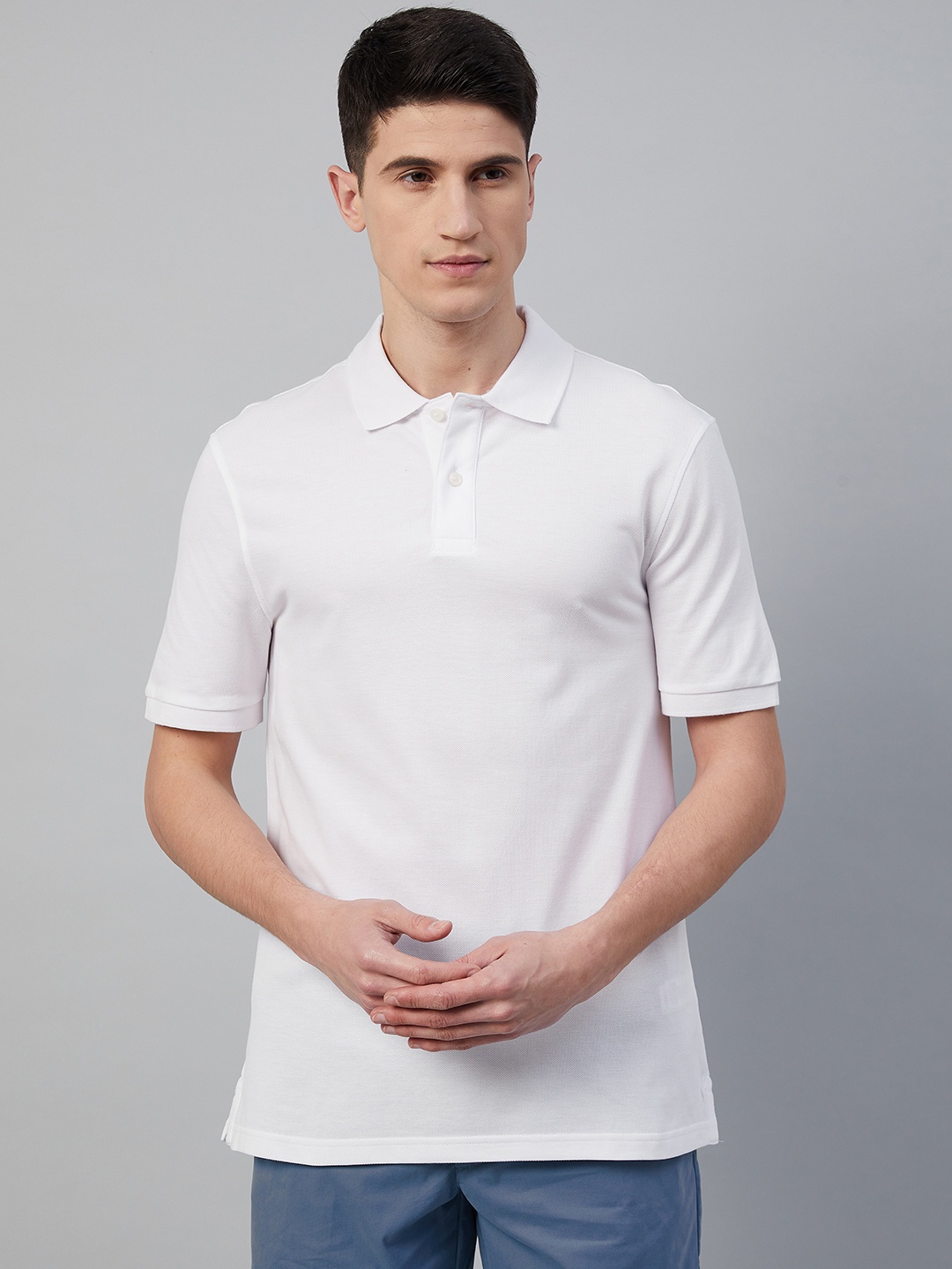 

Marks & Spencer Men White Polo Collar Slim Fit T-shirt
