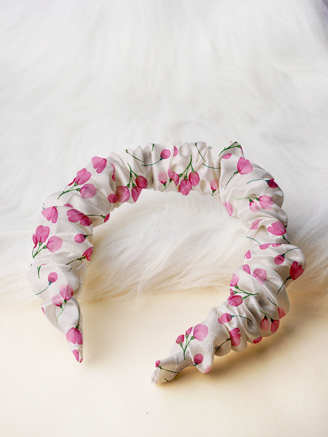 

Ferosh Women White & Pink Floral Hairband