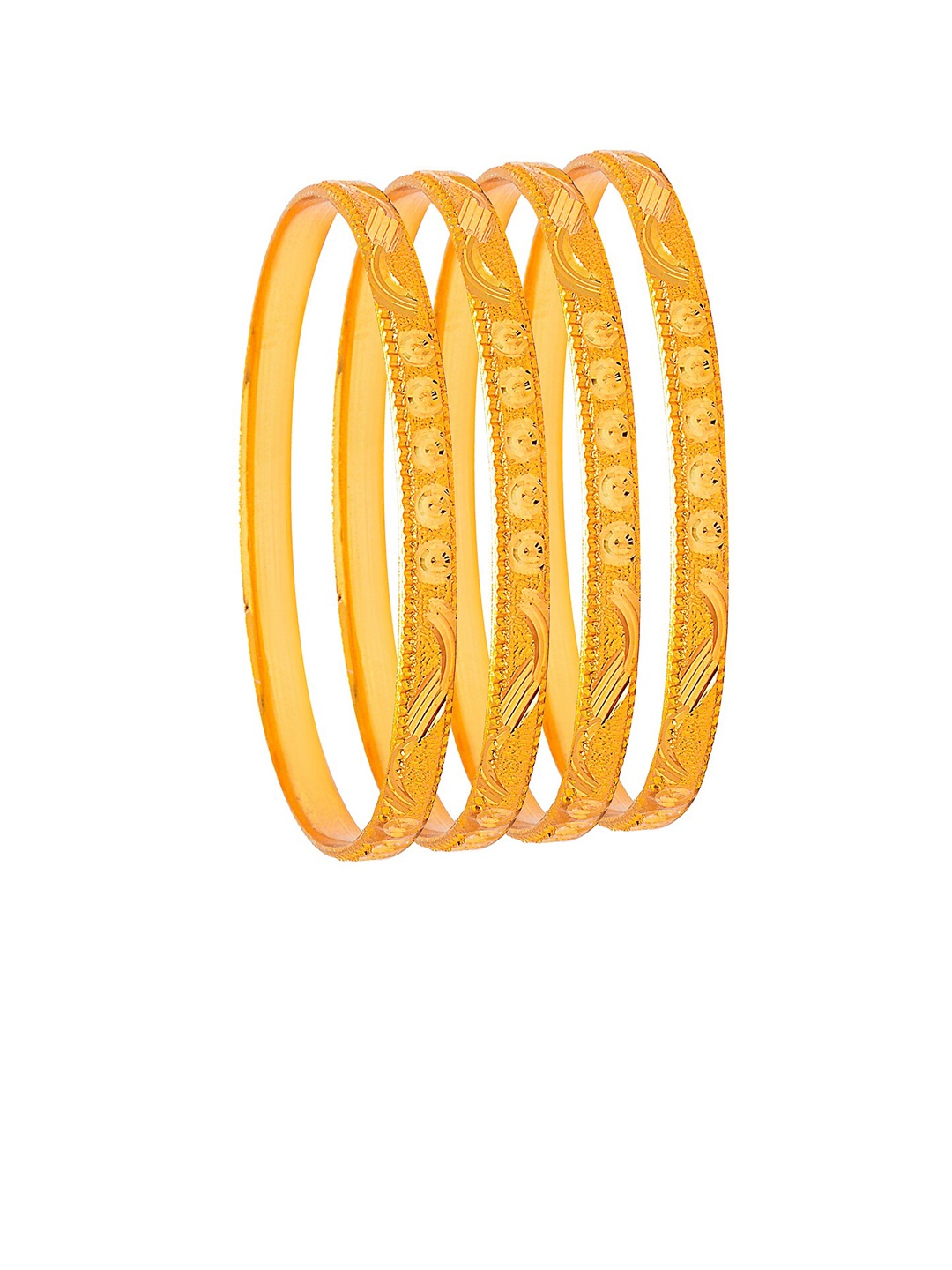 

Shining Jewel - By Shivansh Set of 4 Gold-Plated Traditional Designer Bangles