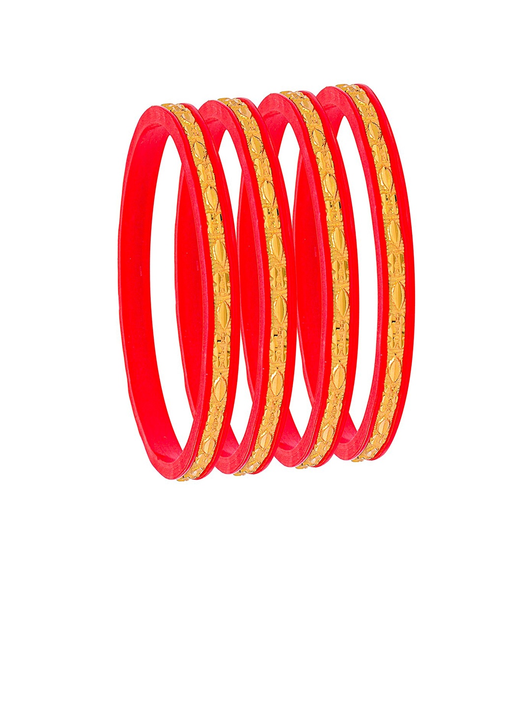 

Shining Jewel - By Shivansh Set of 4 Gold-Plated Traditional Designer Bangles