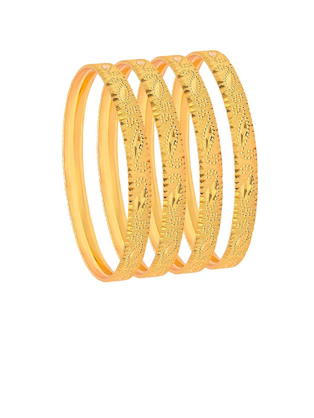 

Shining Jewel - By Shivansh Set of 4 Gold-Plated Traditional Designer Bangles