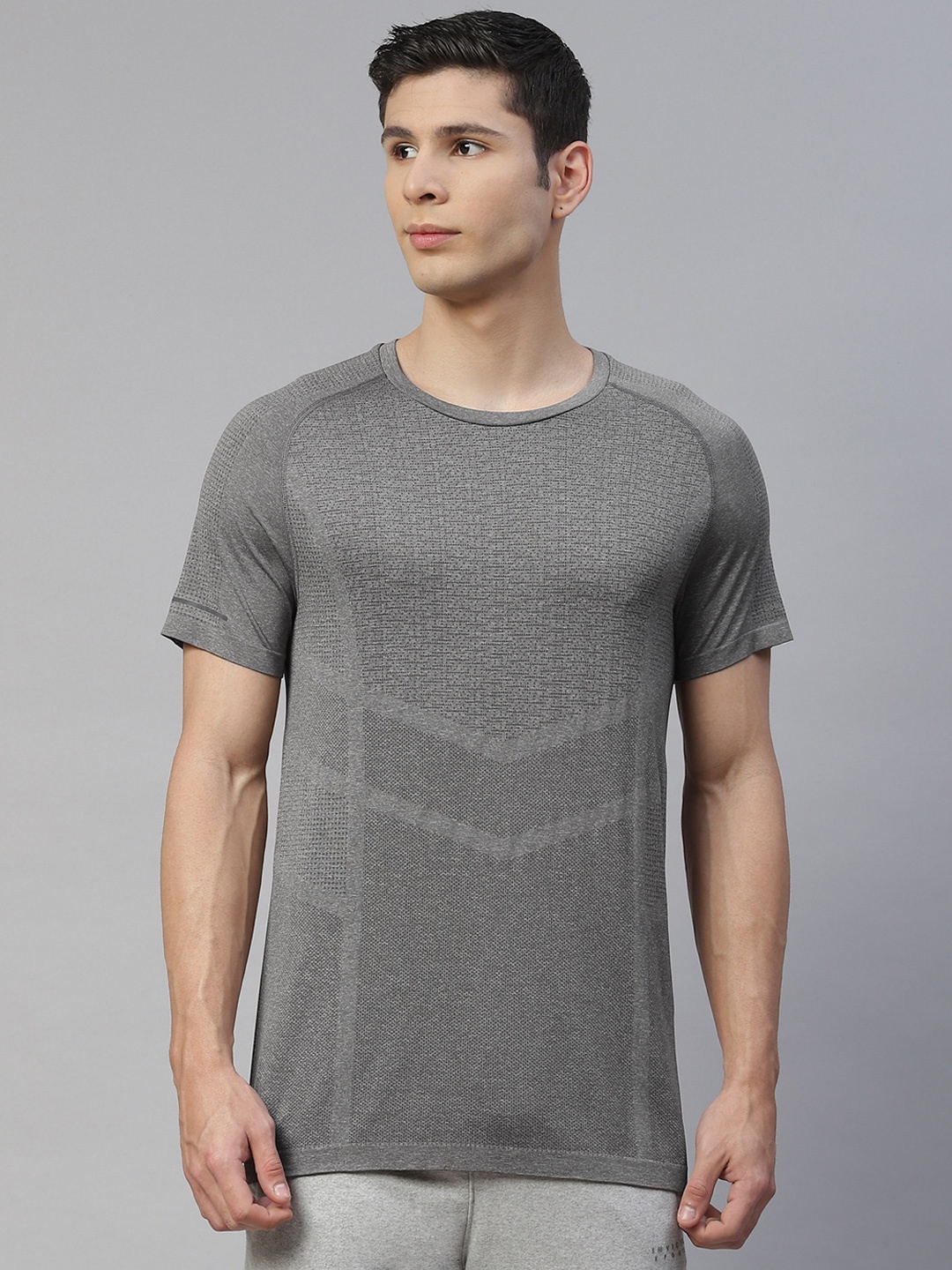 

Marks & Spencer Men Grey Self Design T-shirt