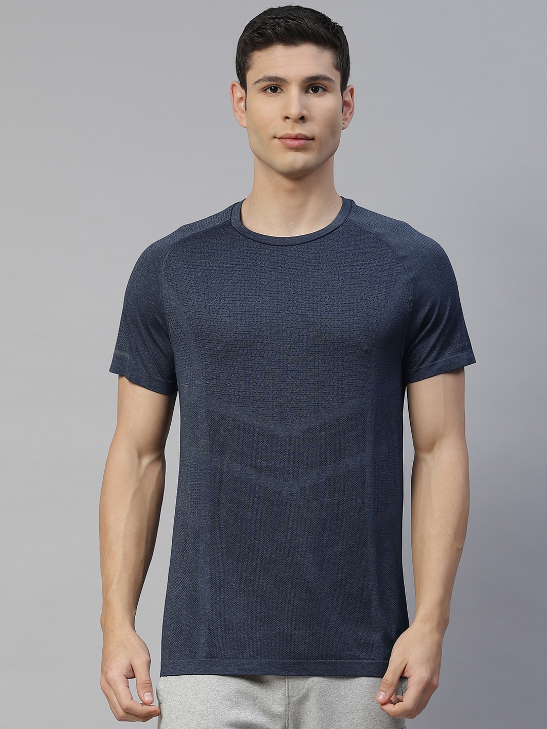 

Marks & Spencer Men Navy Blue Self Design T-shirt