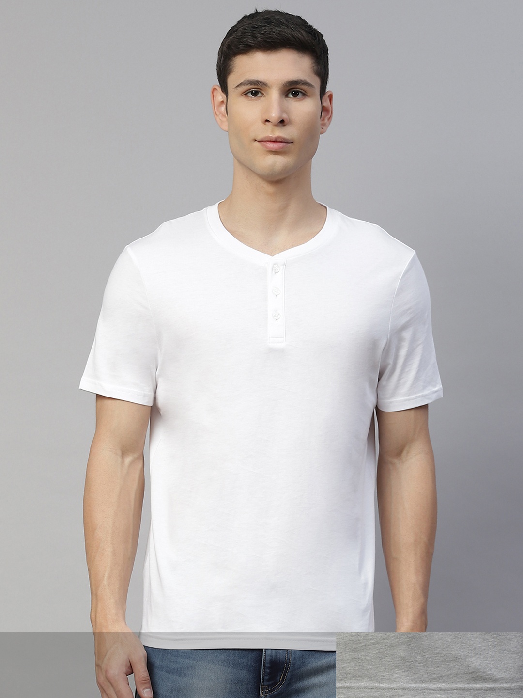 

Marks & Spencer Men Pack Of 2 Grey & White Solid T-shirt
