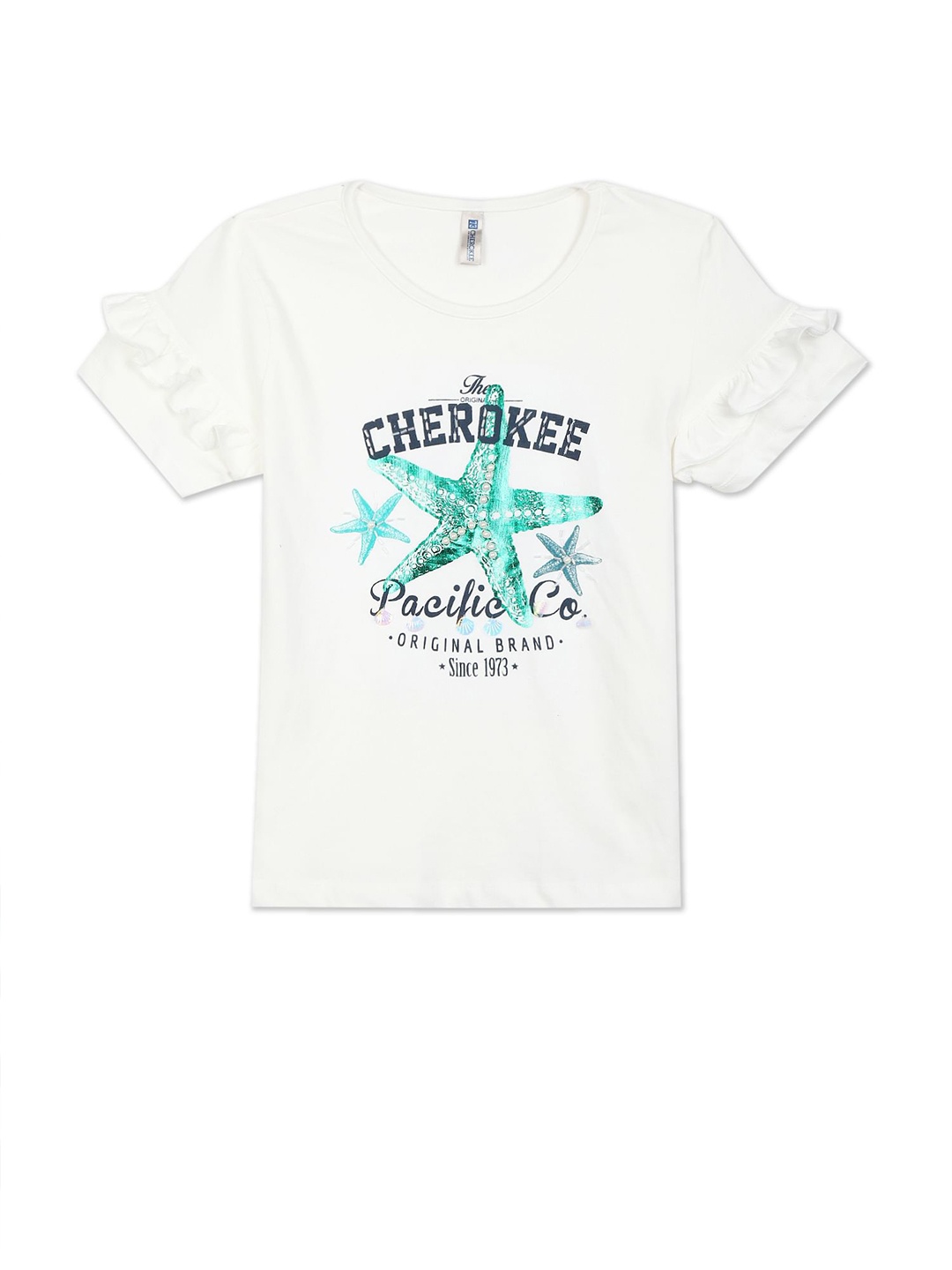 

Cherokee Girls White Printed T-shirt