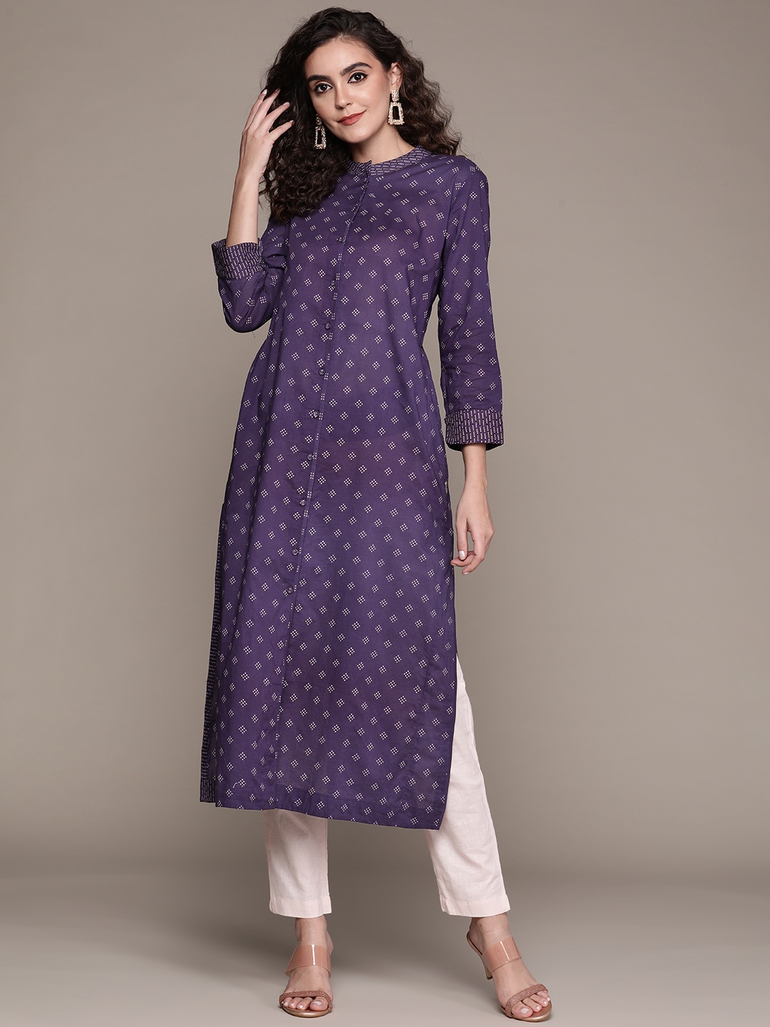 

Ritu Kumar Women Blue Ethnic Motifs Printed Kurta