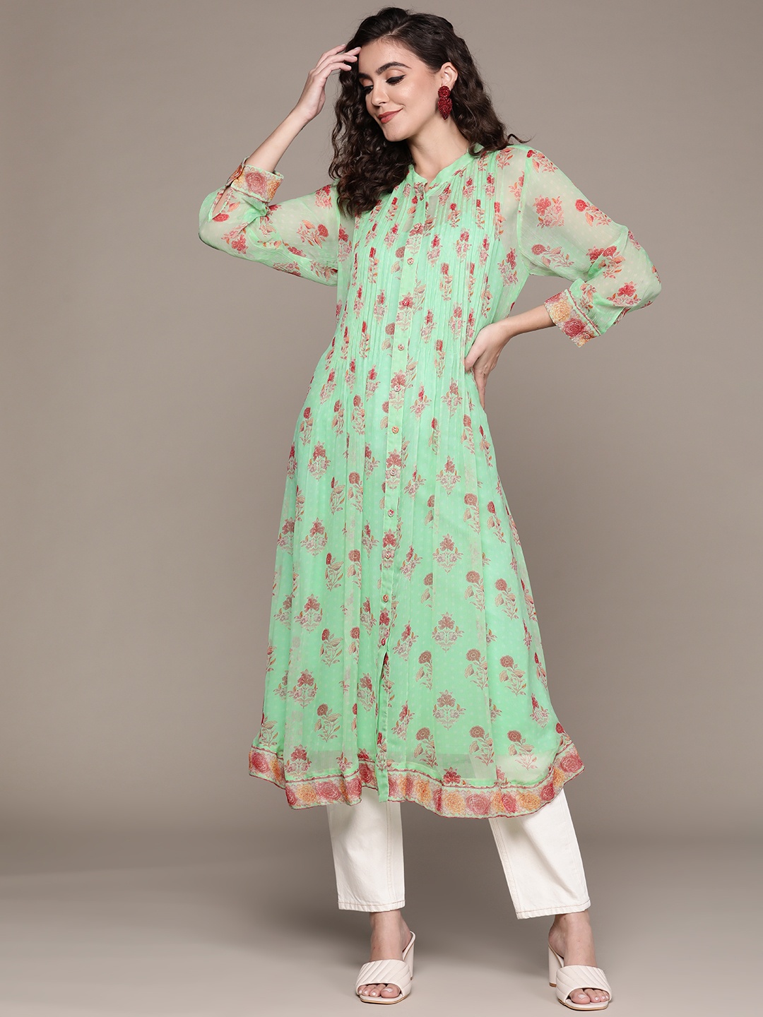 

Ritu Kumar Women Green Ethnic Motifs Printed Kurta