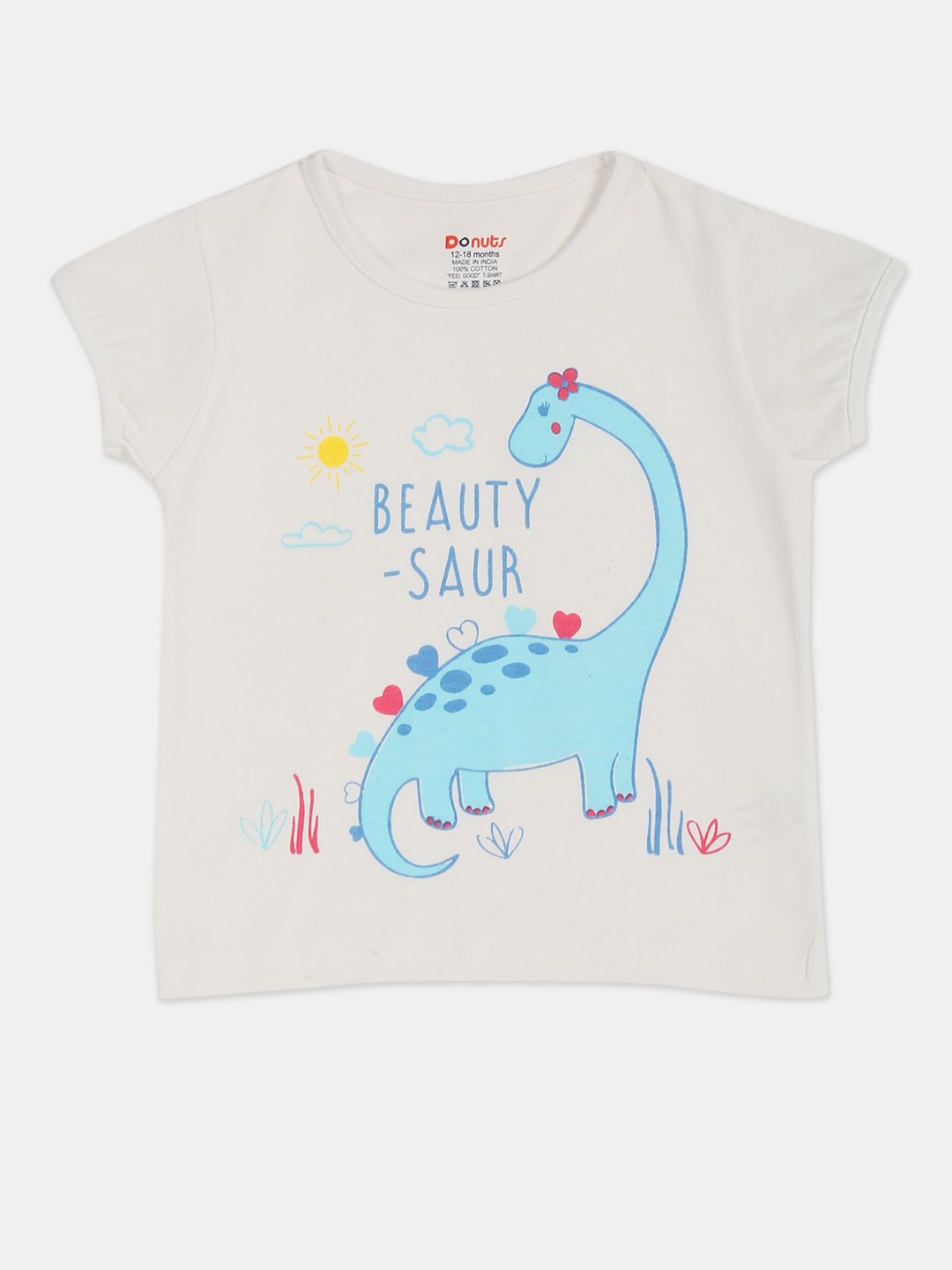 

Donuts Girls White Printed Cotton T-shirt