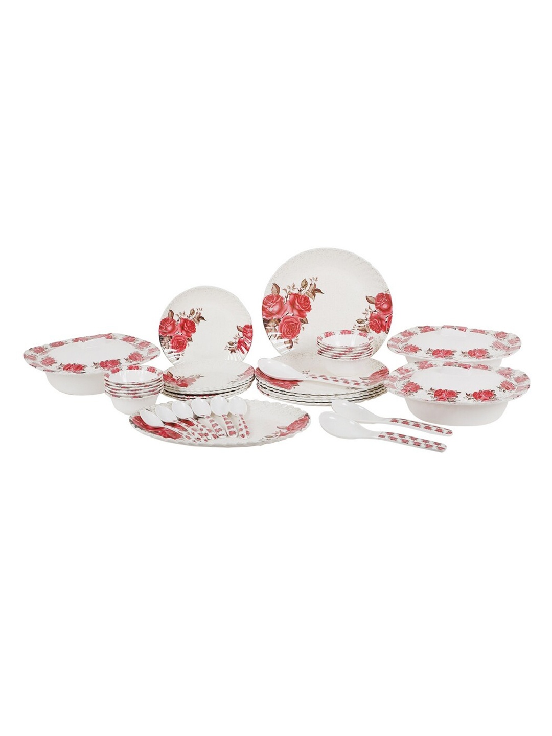 

CDI White & Red 40 Pieces Floral Printed Melamine Glossy Dinner Set