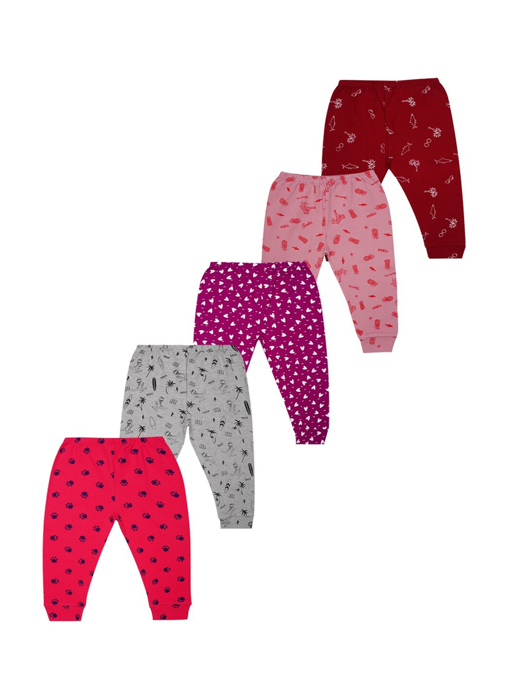 

Kiddeo Boys Pack Of 5 Printed Lounge Pant, Pink