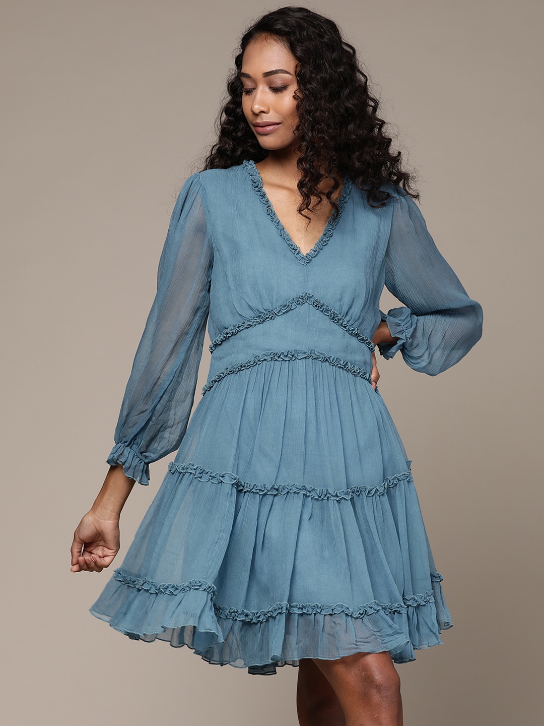 

Label Ritu Kumar Blue Chiffon Dress