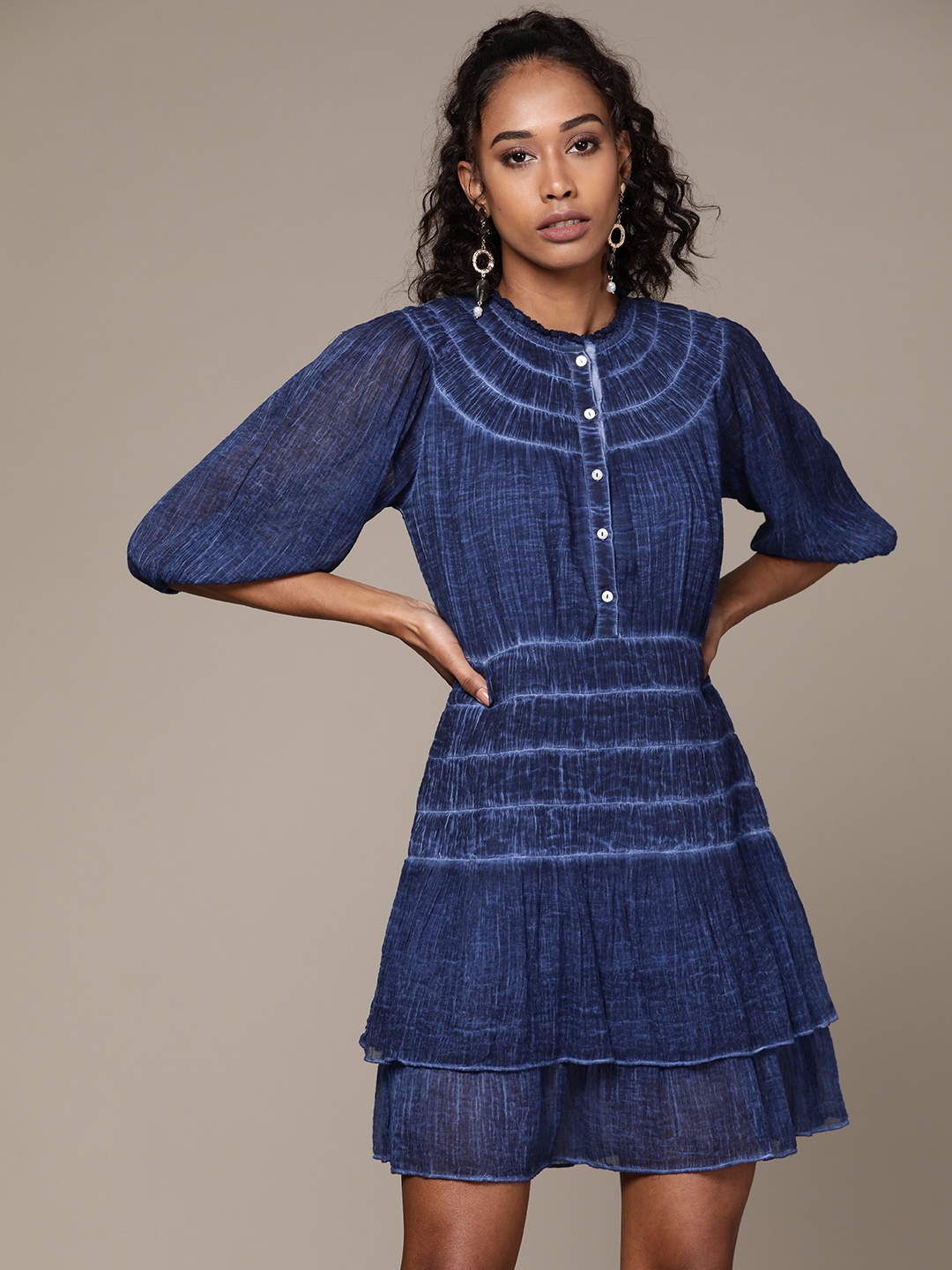 

Label Ritu Kumar Blue Tie and Dye Mini Dress