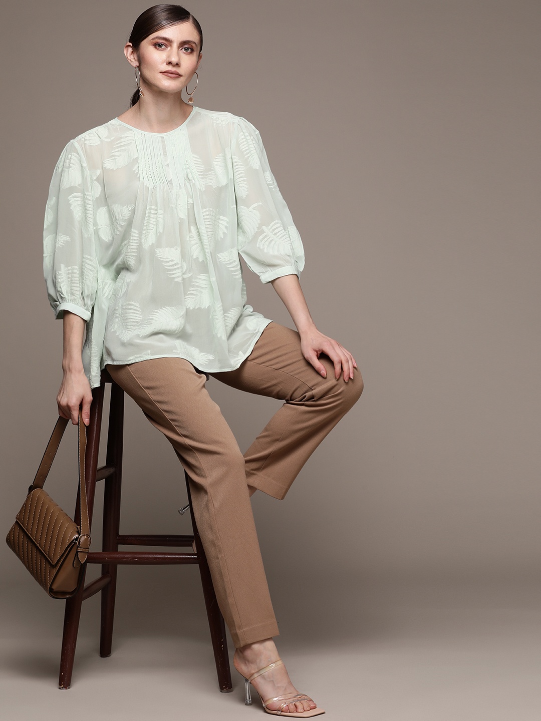 

Label Ritu Kumar Green Georgette Top