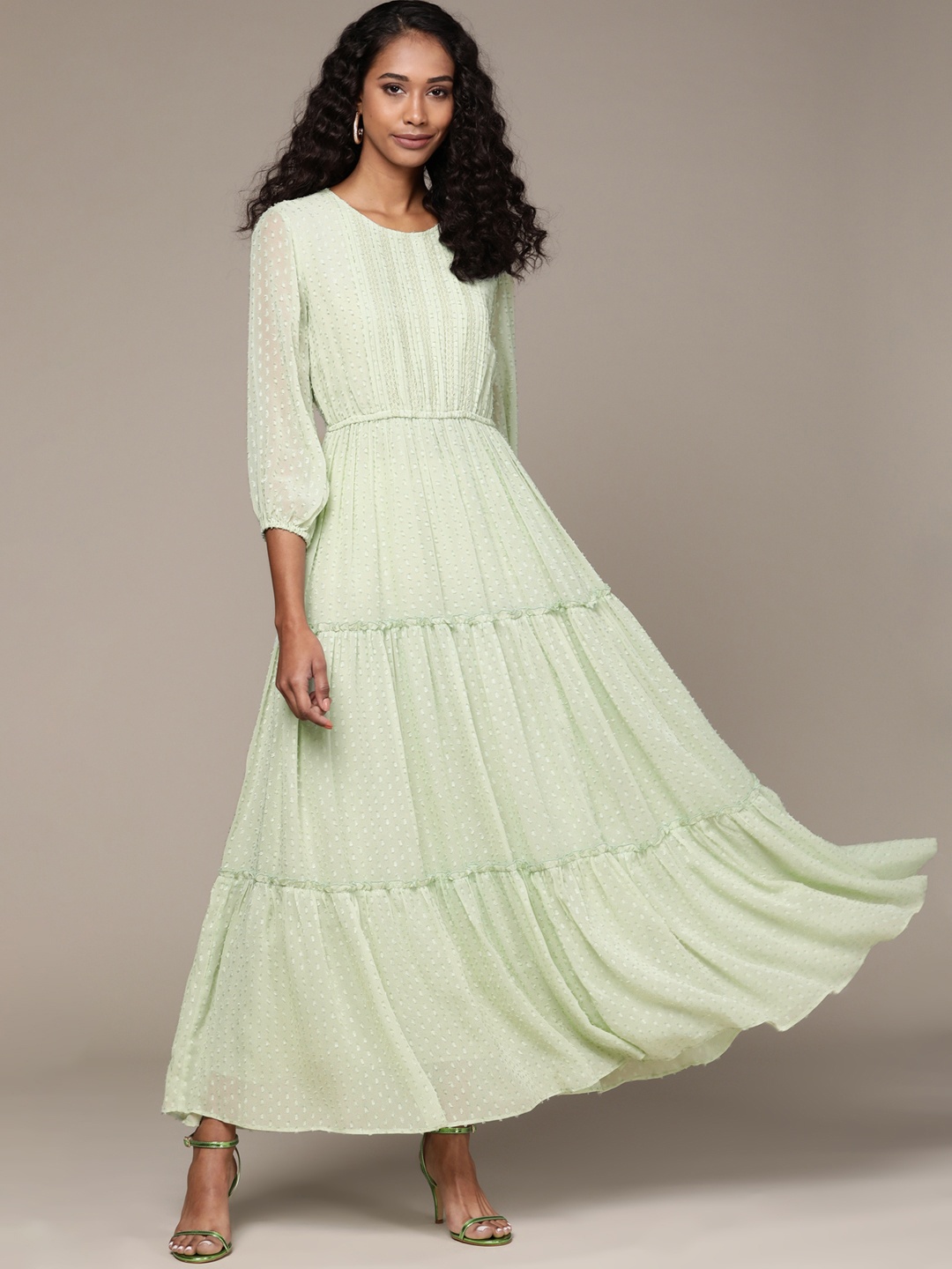 

Label Ritu Kumar Green Georgette Maxi Dress