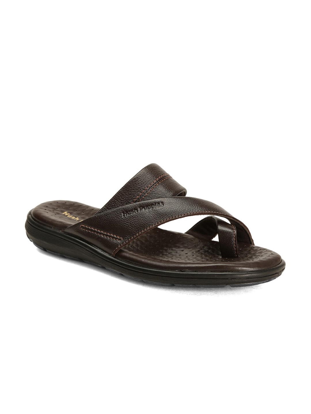 

Hush Puppies Men Brown Solid Leather Comfort Sandals