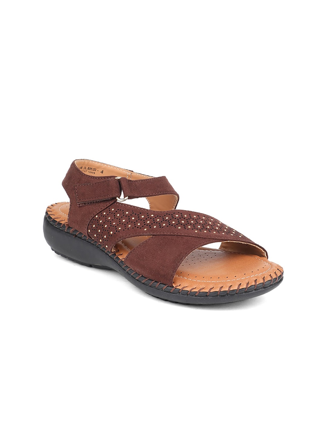 

Bata Women Brown Open Toe Flats with Laser Cuts