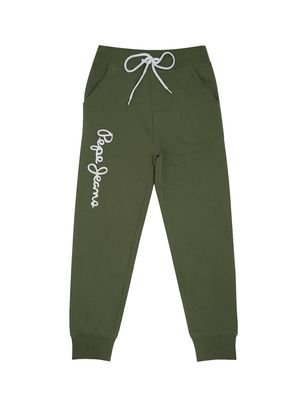 

Pepe Jeans Boys Green Solid Pure Cotton Joggers