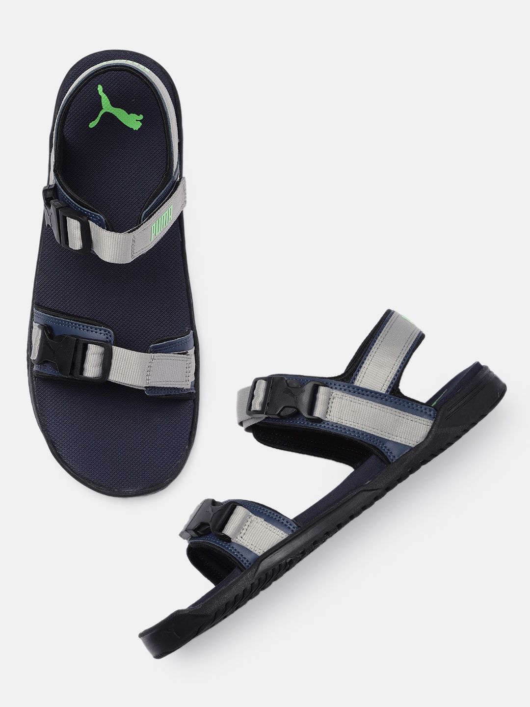 

Puma Men Grey & Navy Blue Sail V2 Sports Sandals