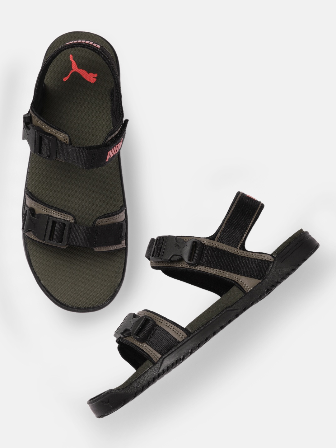 

Puma Men Black & Olive Green Sail V2 Sports Sandals