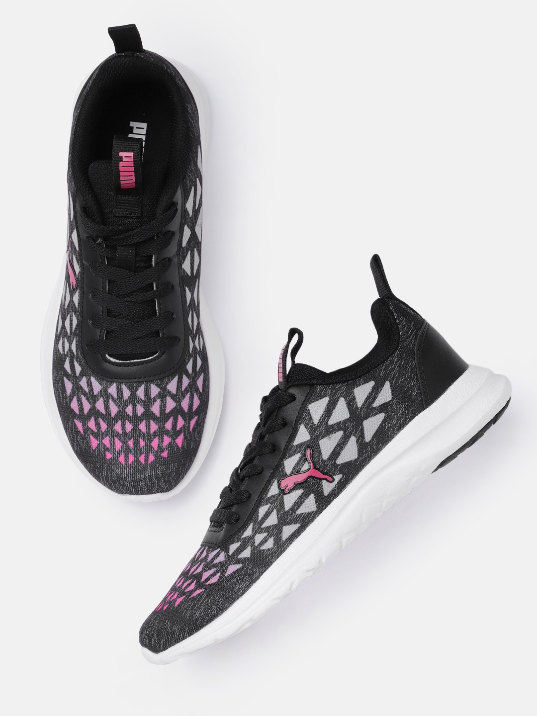 

Puma Women Black & Grey Printed Agile Trip Regular Sneakers